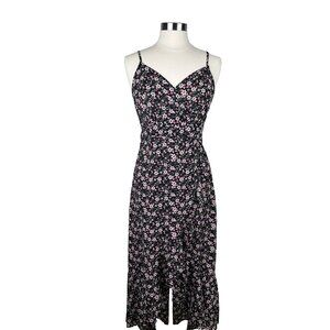 Charmed Hearts XL Dress Hi Lo Black Floral Prairie Faux Wrap Cami Party USA y2K
